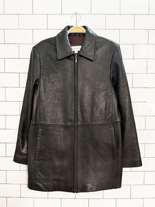 vintage 00s liz claiborne butter leather minimal zip jacket | lambskin - good market thrift store
