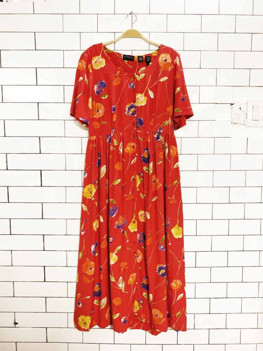 vintage 00s liz claiborne floral full button maxi dress - good market thrift store