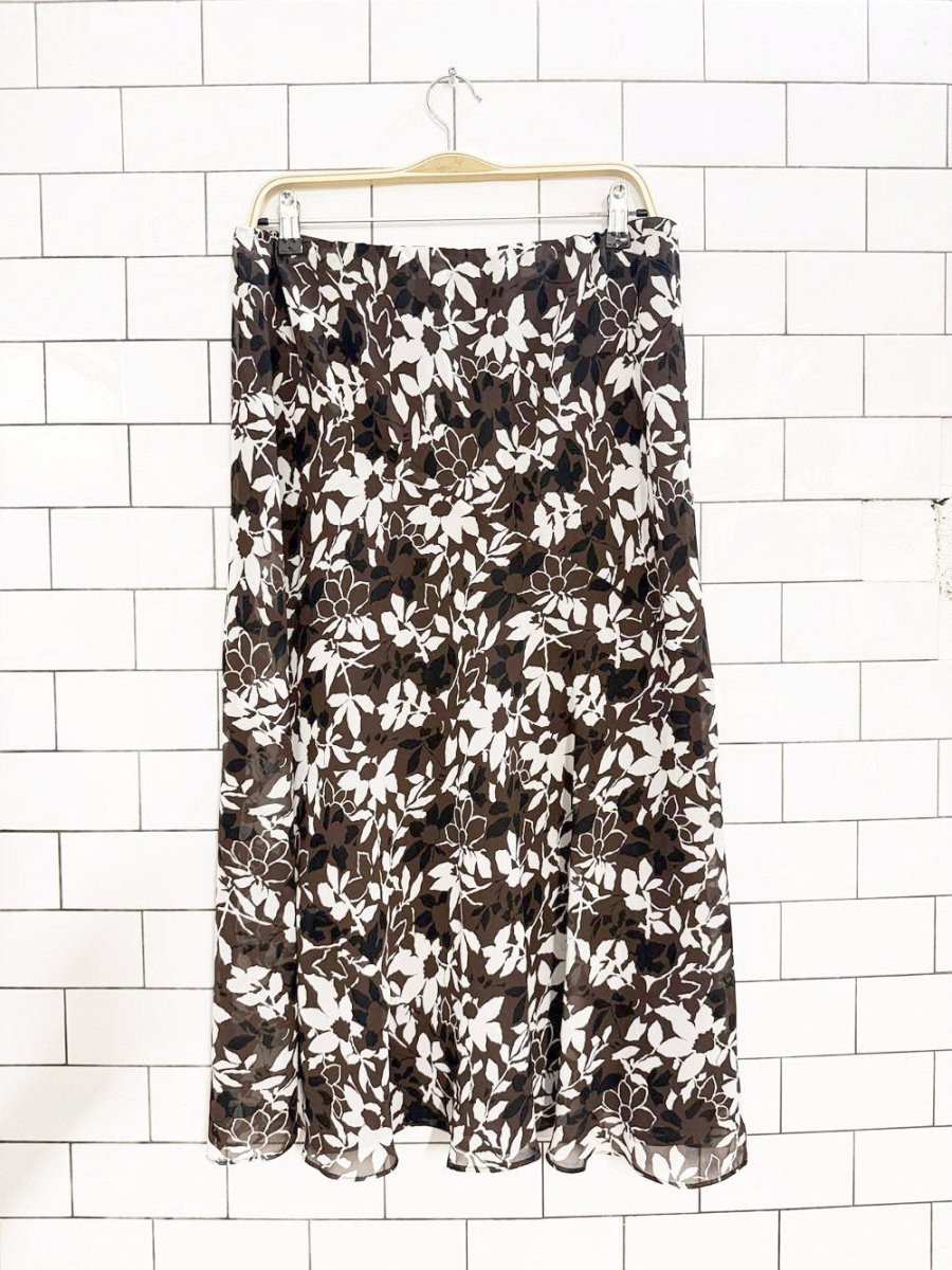 vintage 00s liz claiborne flowy chiffon floral midi skirt - good market thrift store