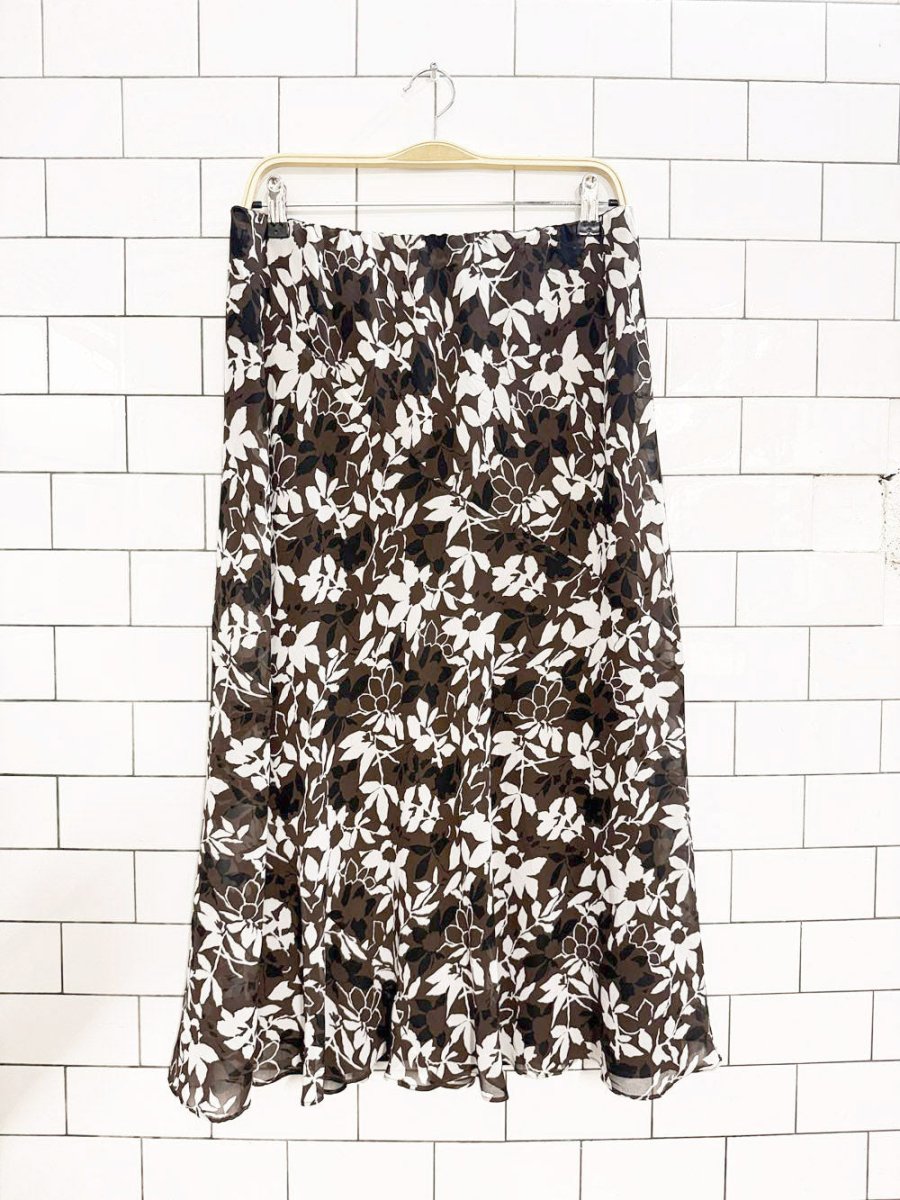 vintage 00s liz claiborne flowy chiffon floral midi skirt - good market thrift store