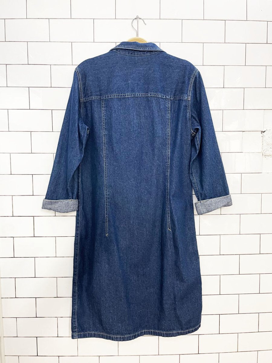 vintage 00s liz claiborne full button long sleeve denim midi dress | lizwear jeans - good market thrift store