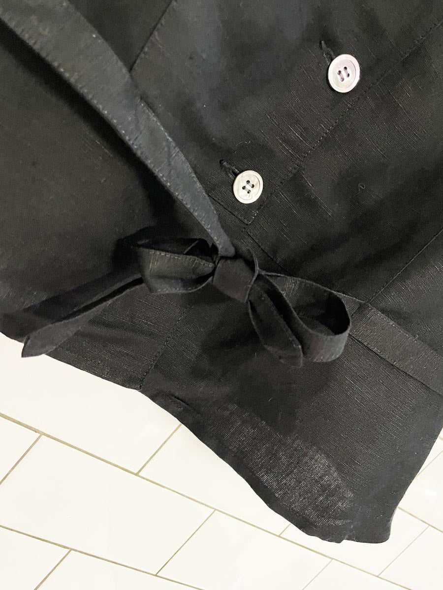 vintage 00s liz claiborne linen - blend belted full button shirt | emma james - good market thrift store