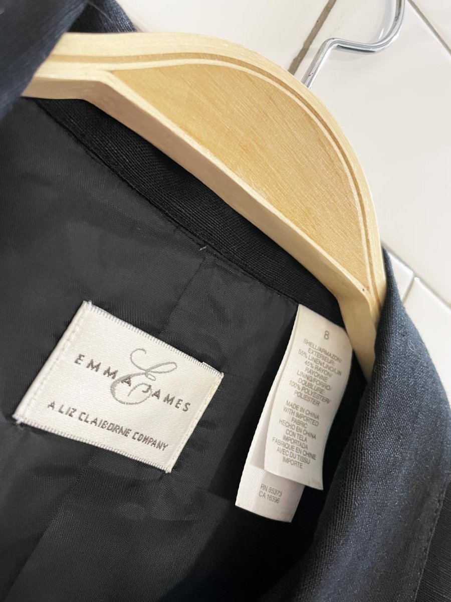 vintage 00s liz claiborne linen - blend belted full button shirt | emma james - good market thrift store