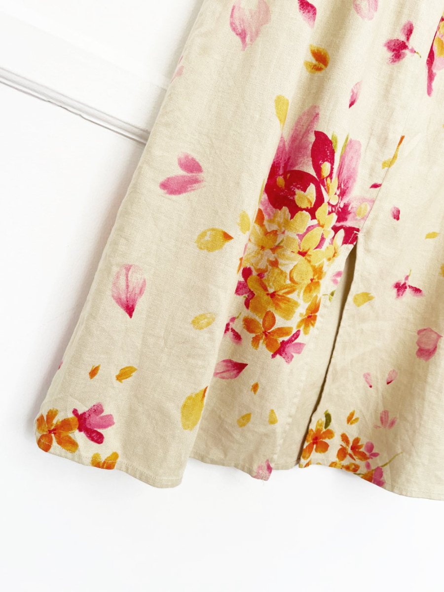 vintage 00s liz claibrone linen-blend floral midi skirt | lizsport - good market thrift store