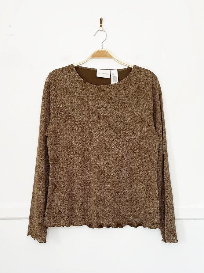 vintage 00s liz clairborne mesh curly hem long sleeve top - good market thrift store
