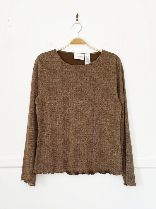 vintage 00s liz clairborne mesh curly hem long sleeve top - good market thrift store