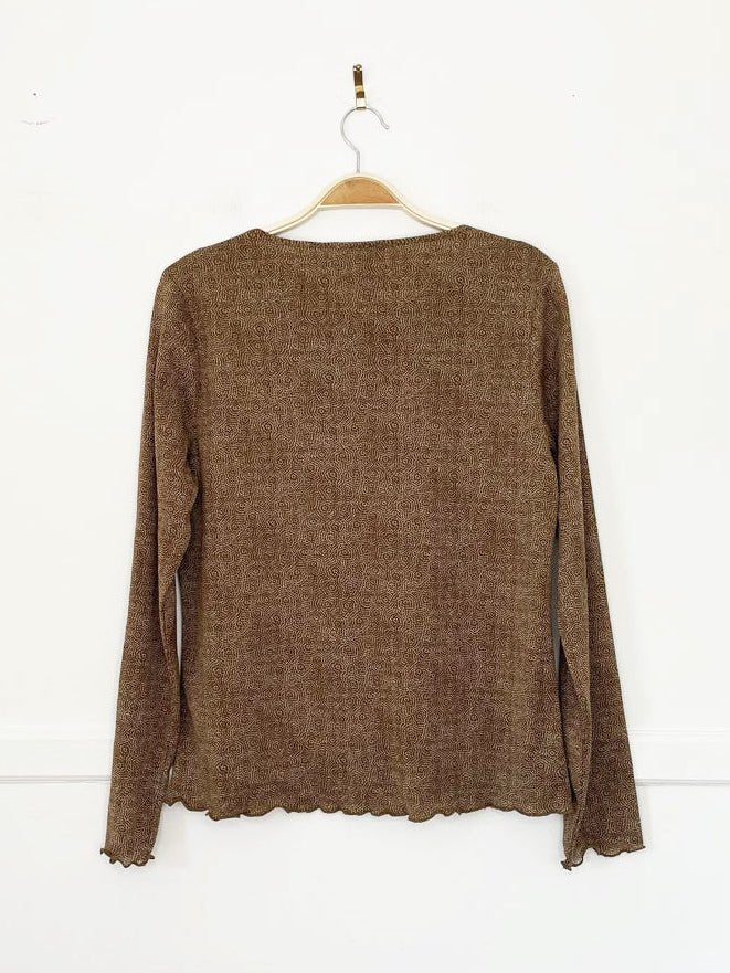 vintage 00s liz clairborne mesh curly hem long sleeve top - good market thrift store