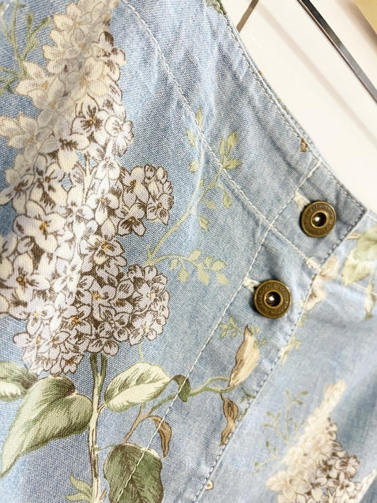 vintage 00s lizwear floral denim chambray button mini skirt | liz claiborne - good market thrift store