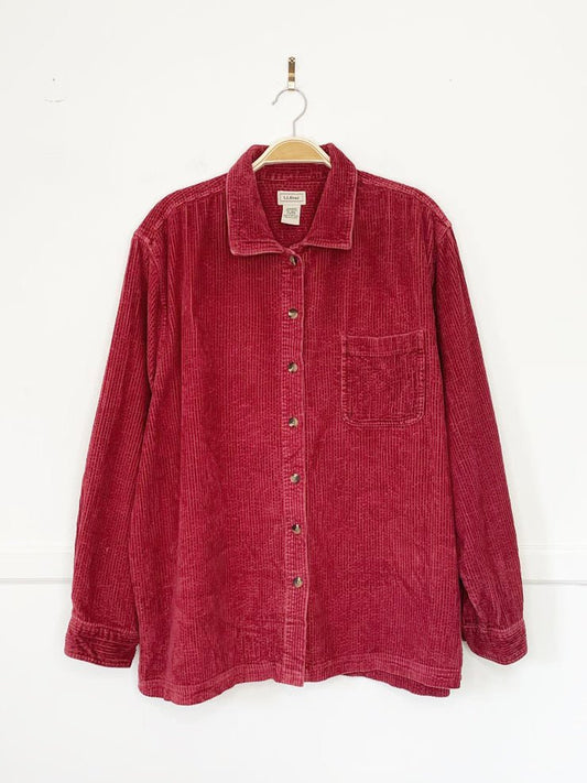 vintage 00s ll bean chunky cord full button shirt jacket - good market thrift store