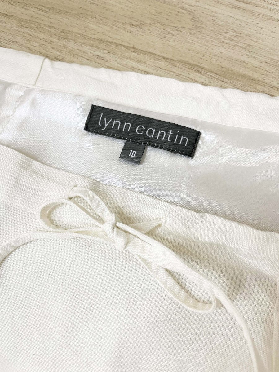 vintage 00s lynn cantin ramie-blend embroidered flared skirt - good market thrift store