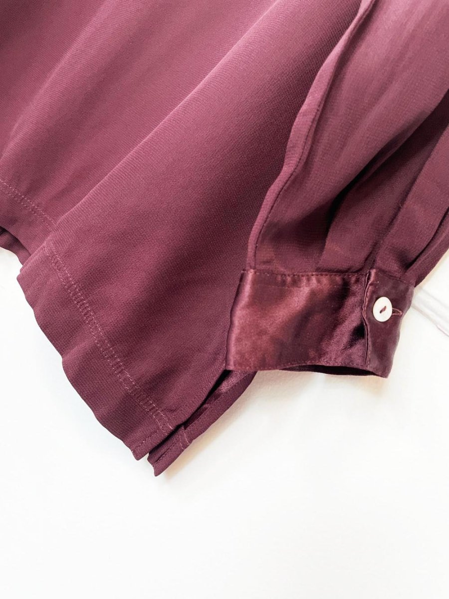 vintage 00s madeleine satin contrast collar full button blouse - good market thrift store