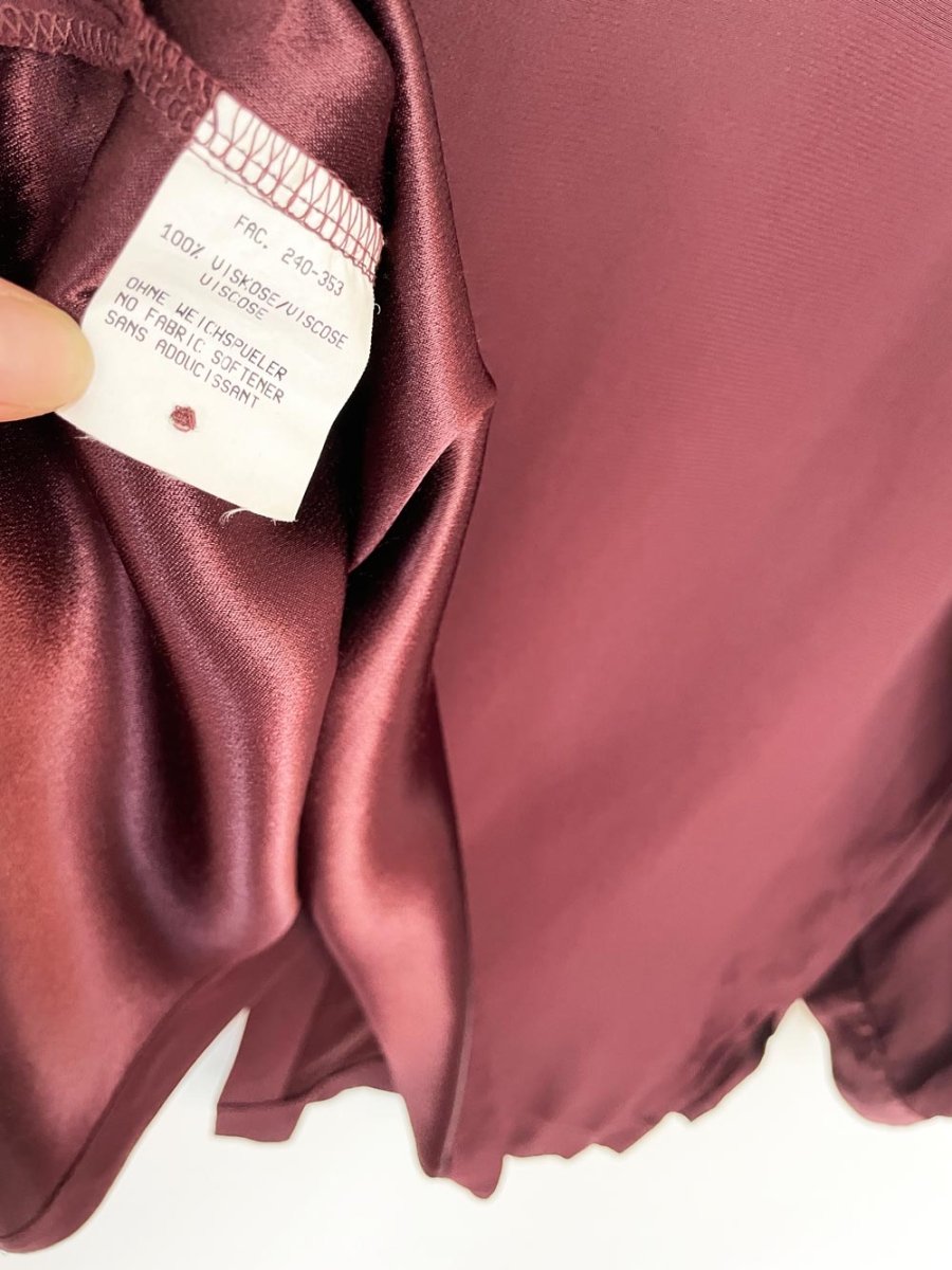 vintage 00s madeleine satin contrast collar full button blouse - good market thrift store