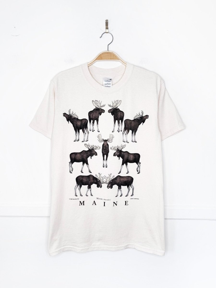 vintage 00s maine moose graphic tee | 1995 diana dee tyler print - good market thrift store