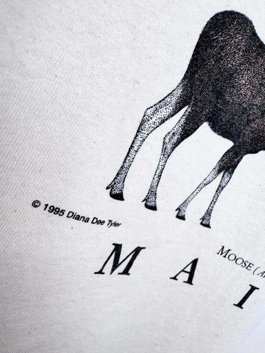 vintage 00s maine moose graphic tee | 1995 diana dee tyler print - good market thrift store