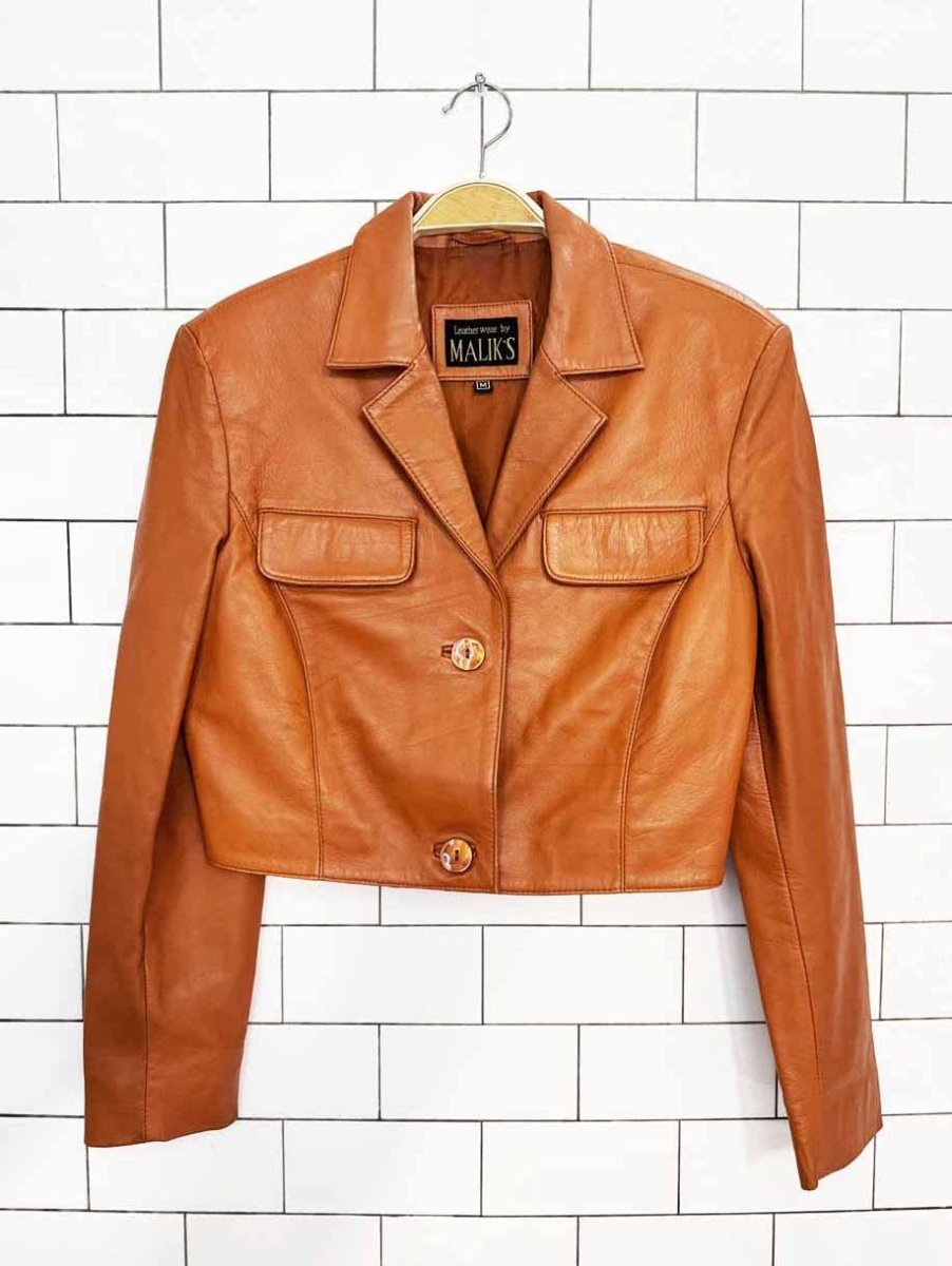 vintage 00s maliks cropped butter leather shirt jacket | lambskin - good market thrift store