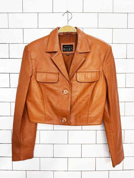 vintage 00s maliks cropped butter leather shirt jacket | lambskin - good market thrift store