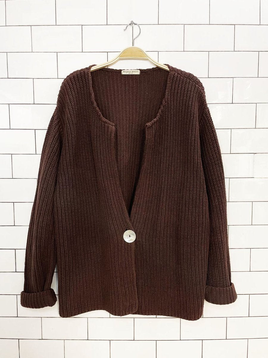 vintage 00s margaret winters NY cotton chunky knit open cardigan | made in USA - good market thrift store