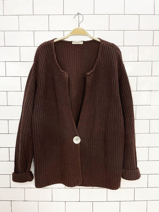 vintage 00s margaret winters NY cotton chunky knit open cardigan | made in USA - good market thrift store