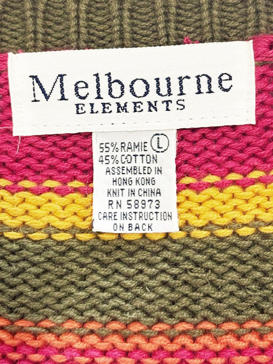 vintage 00s melbourne elements striped chunky knit cardigan - good market thrift store