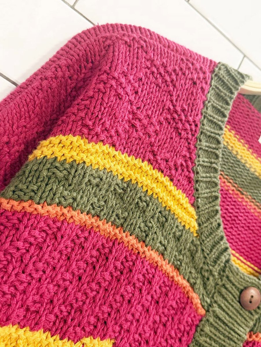 vintage 00s melbourne elements striped chunky knit cardigan - good market thrift store