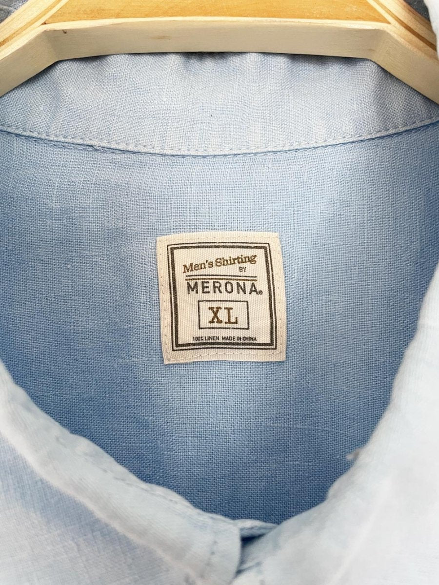 vintage 00s merona 100% linen sporty prep cropped shirt | rework - good market thrift store