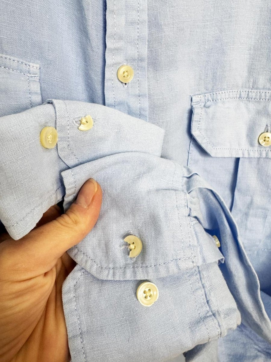 vintage 00s merona 100% linen sporty prep cropped shirt | rework - good market thrift store