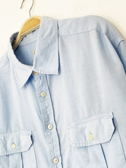 vintage 00s merona 100% linen sporty prep cropped shirt | rework - good market thrift store