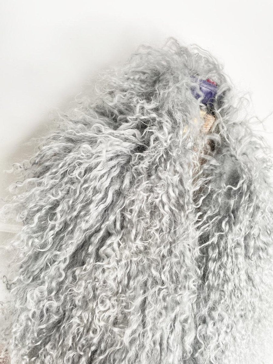 vintage 00s mongolian sheepskin fur stole tie collar | heather campbell - good market thrift store