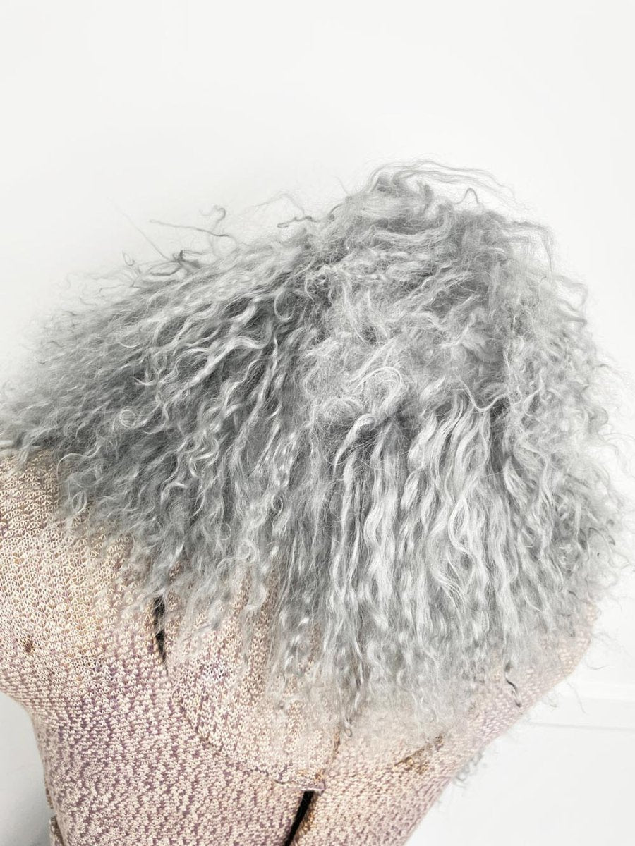 vintage 00s mongolian sheepskin fur stole tie collar | heather campbell - good market thrift store