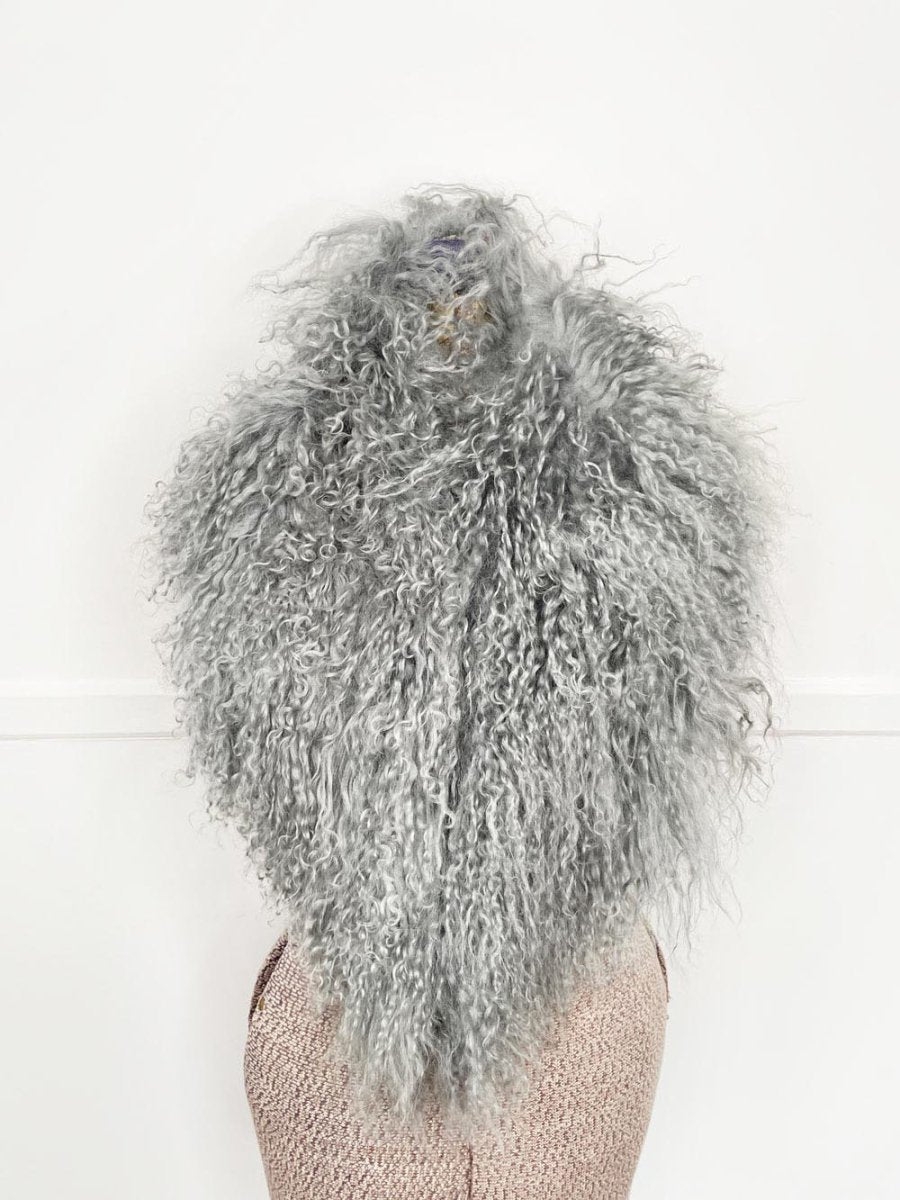 vintage 00s mongolian sheepskin fur stole tie collar | heather campbell - good market thrift store