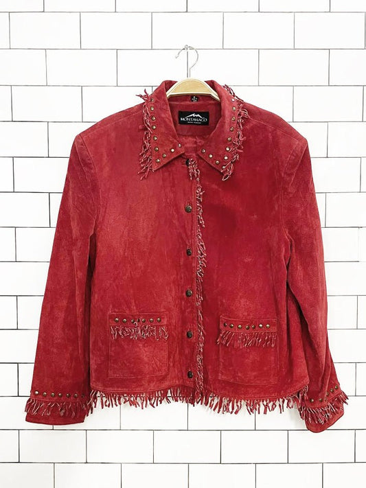 vintage 00s montanaco suede fringe studded western jacket - good market thrift store