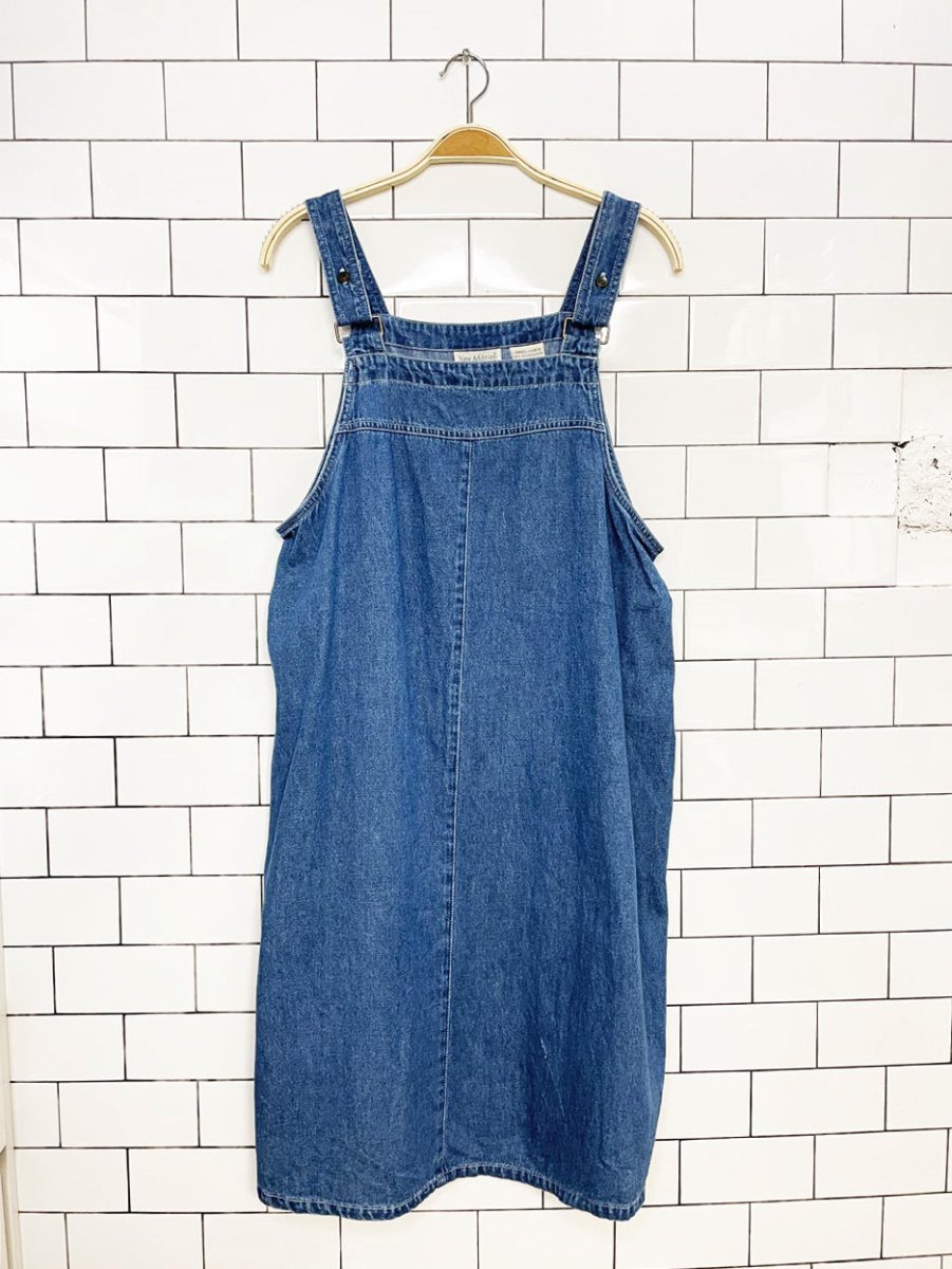 vintage 00s new addition denim tie back jumper midi dress - good market thrift store