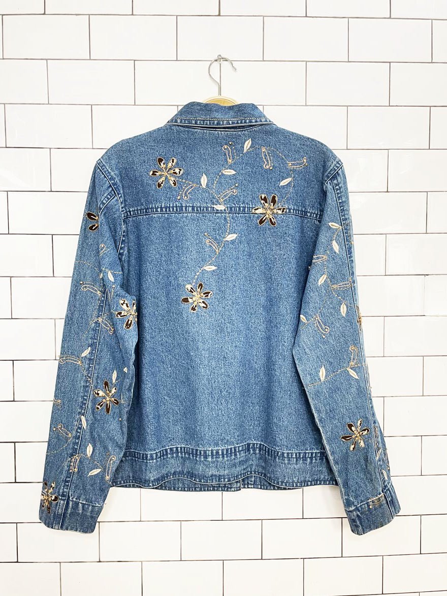 vintage 00s new direction beaded embroidered denim jacket - good market thrift store