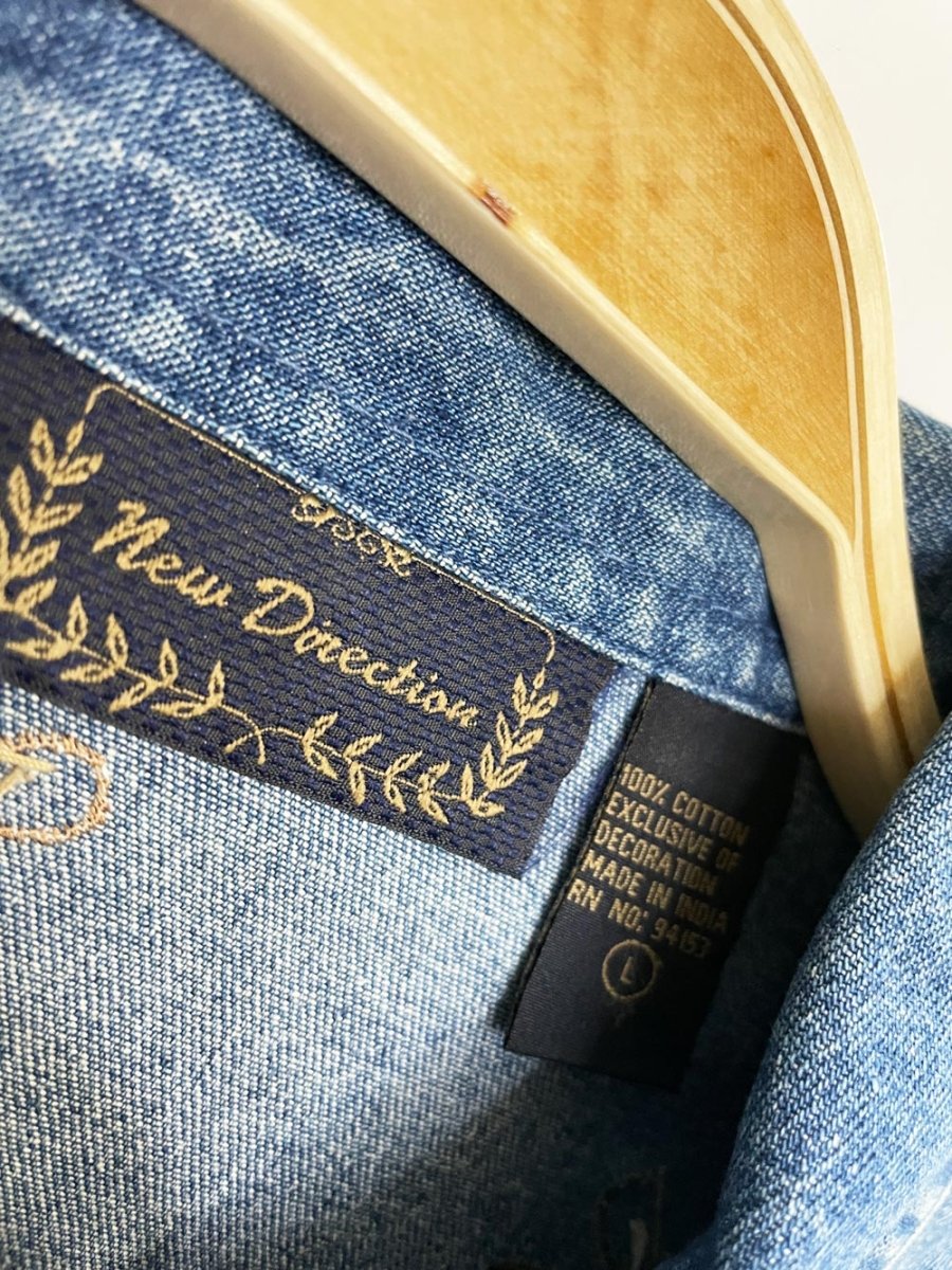 vintage 00s new direction beaded embroidered denim jacket - good market thrift store