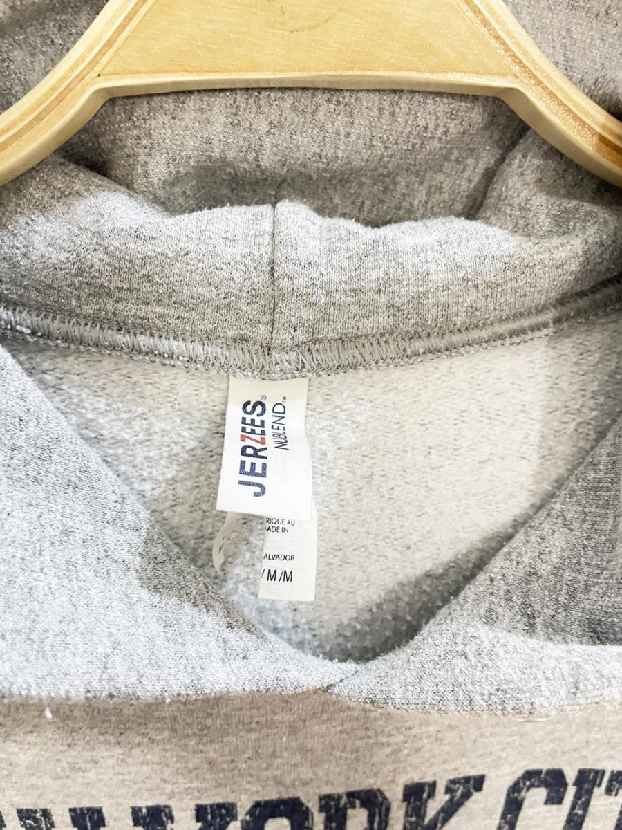vintage 00s new york city graphic cropped sleeve hoodie | jerzees - good market thrift store