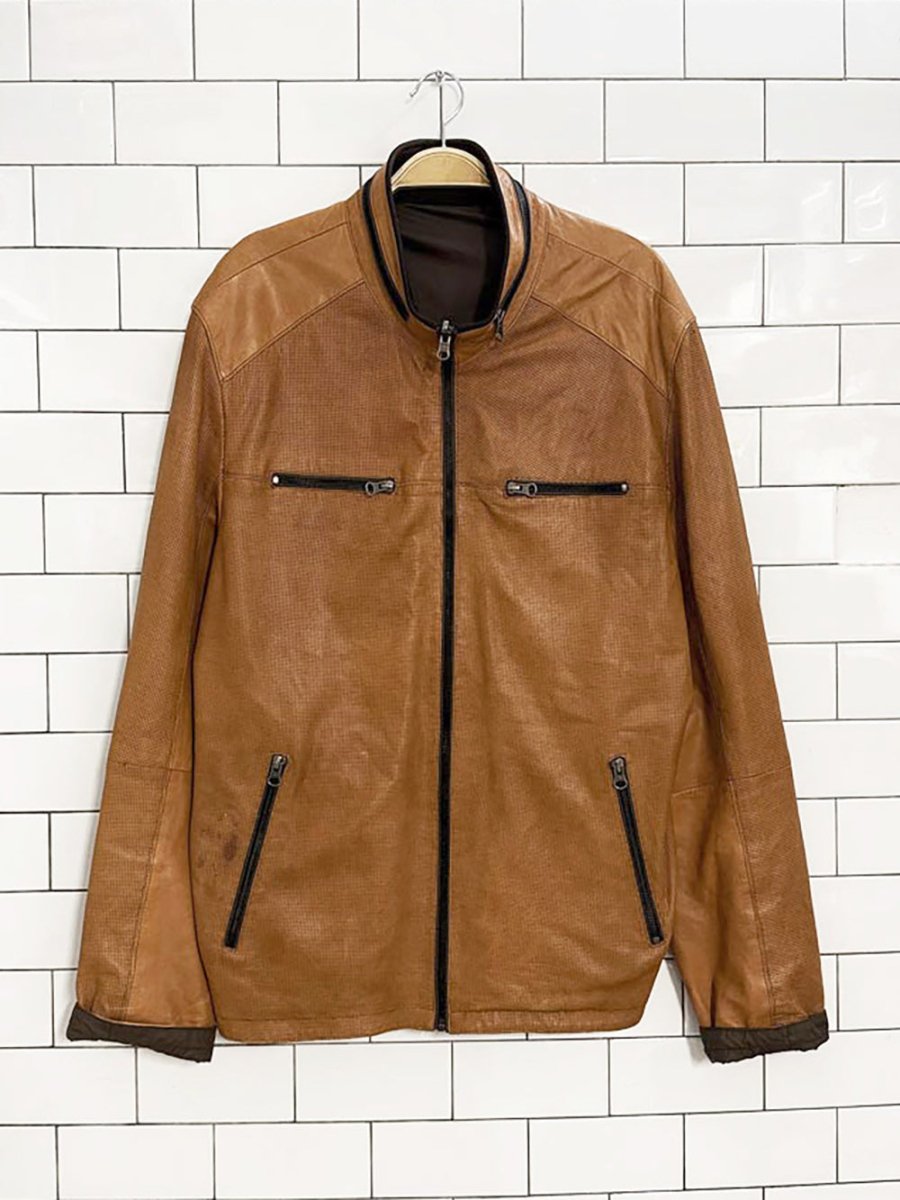 vintage 00s nikolas collection lamb leather reversible full zip jacket - good market thrift store