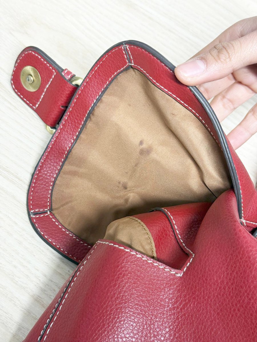 vintage 00s nine west faux leather contrast stitch bucket bag | backpack - good market thrift store