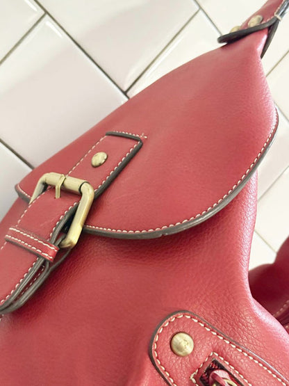 vintage 00s nine west faux leather contrast stitch bucket bag | backpack - good market thrift store