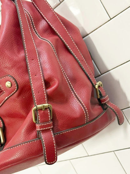 vintage 00s nine west faux leather contrast stitch bucket bag | backpack - good market thrift store