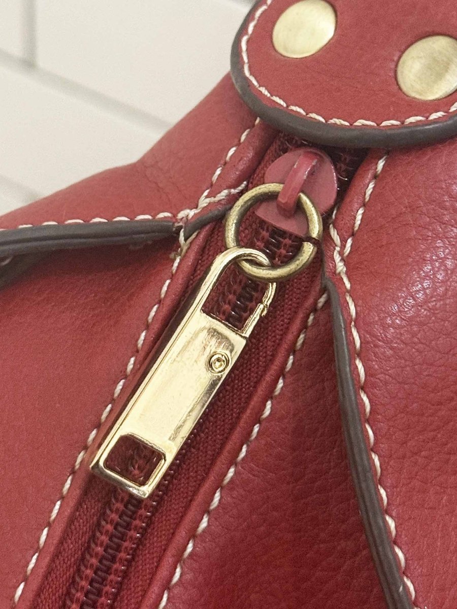 vintage 00s nine west faux leather contrast stitch bucket bag | backpack - good market thrift store