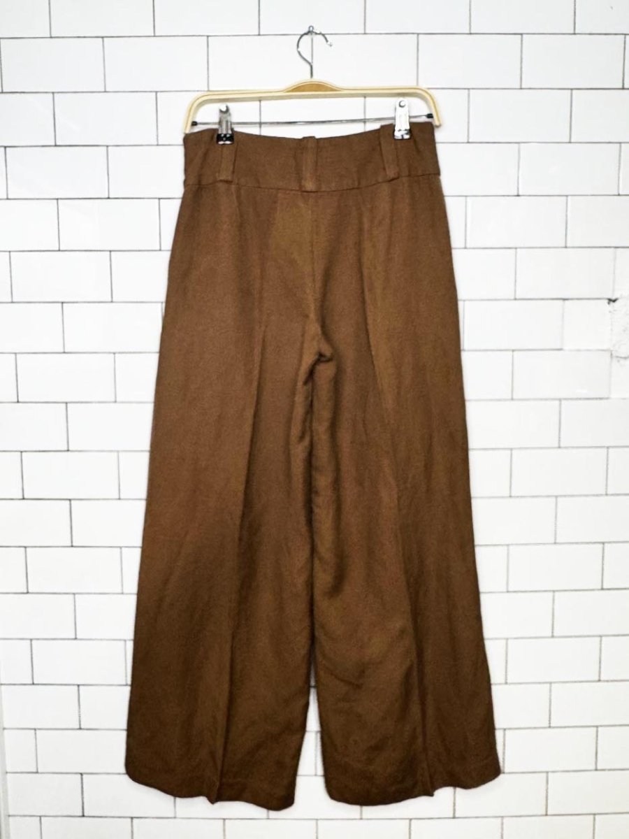 vintage 00s ninety linen-blend wide leg cropped pants - good market thrift store