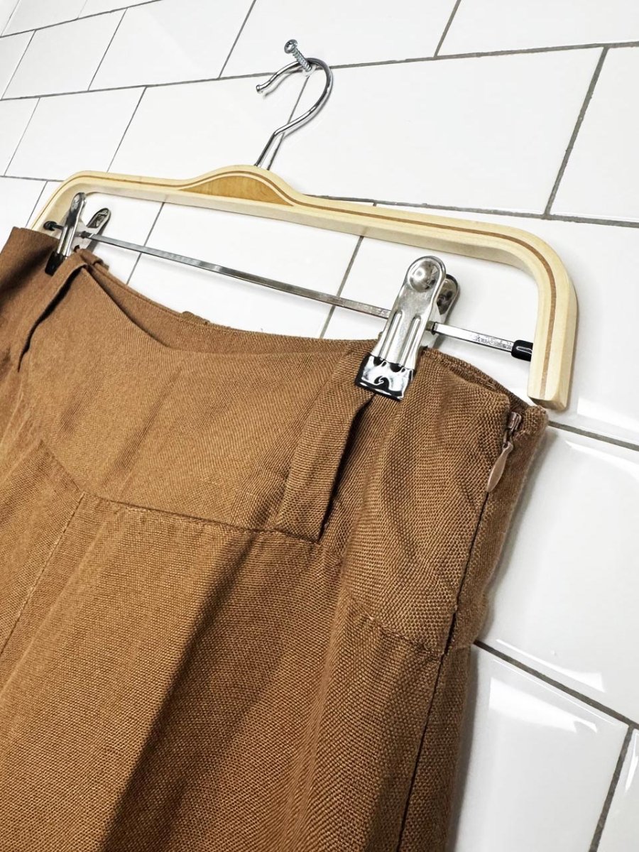 vintage 00s ninety linen-blend wide leg cropped pants - good market thrift store