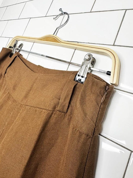 vintage 00s ninety linen-blend wide leg cropped pants - good market thrift store