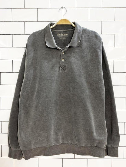 vintage 00s non fiction faded collared cottage sweatshirt - good market thrift store