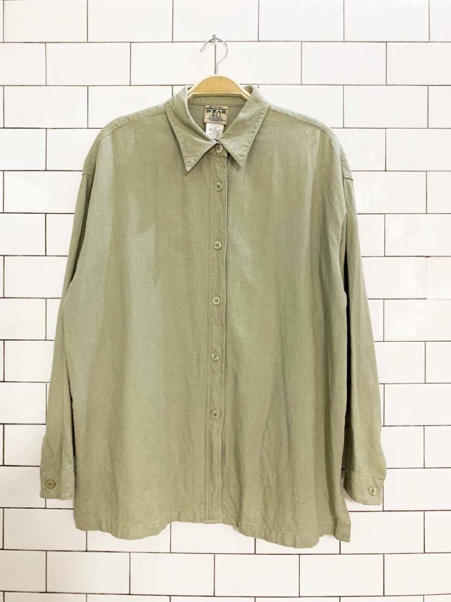 vintage 00s northern spirit wear linen - blend full button shirt - good market thrift store