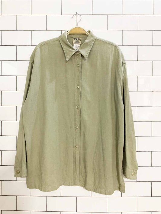vintage 00s northern spirit wear linen - blend full button shirt - good market thrift store