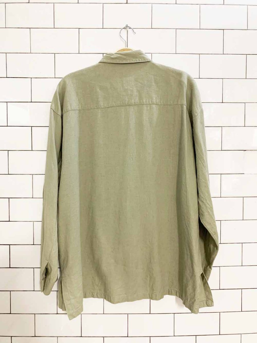 vintage 00s northern spirit wear linen - blend full button shirt - good market thrift store