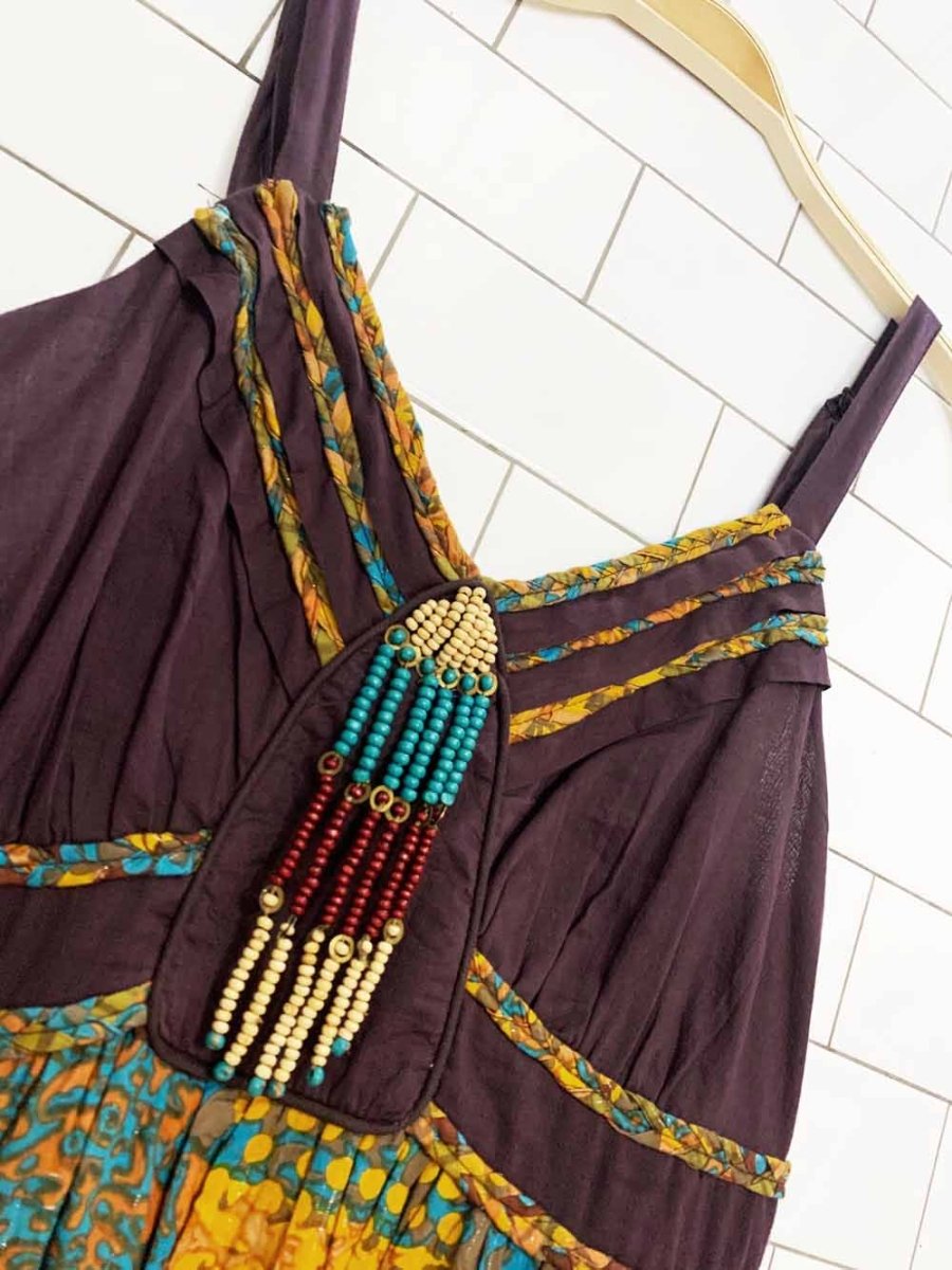 vintage 00s nu-look boho patchwork tiered babydoll maxi dress | made in india - good market thrift store
