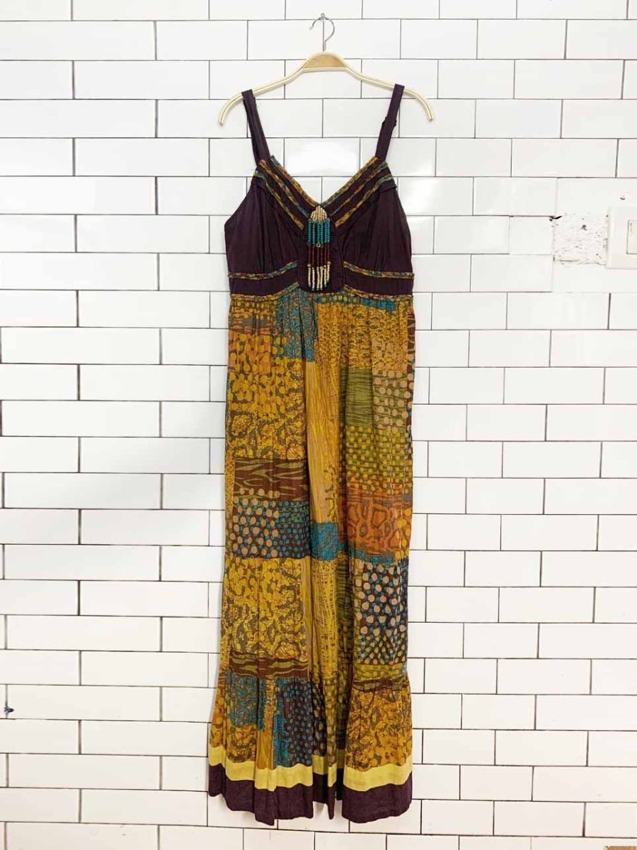 vintage 00s nu-look boho patchwork tiered babydoll maxi dress | made in india - good market thrift store