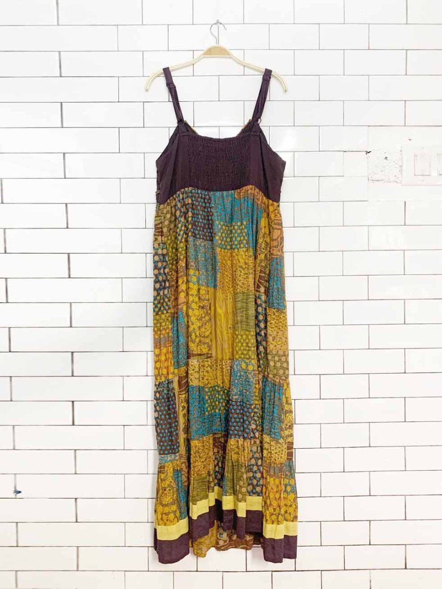 vintage 00s nu-look boho patchwork tiered babydoll maxi dress | made in india - good market thrift store